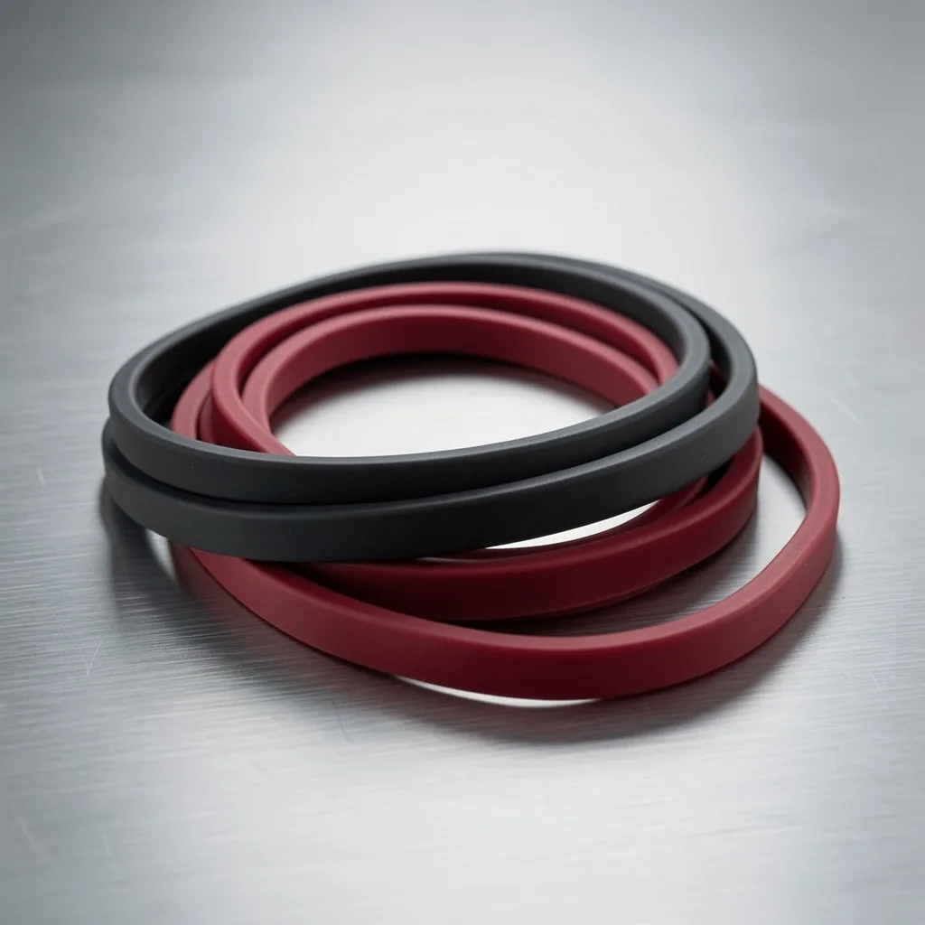 Resistance bands coiled on a metal surface