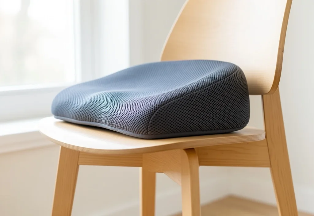 Ergonomic back support cushion on a chair